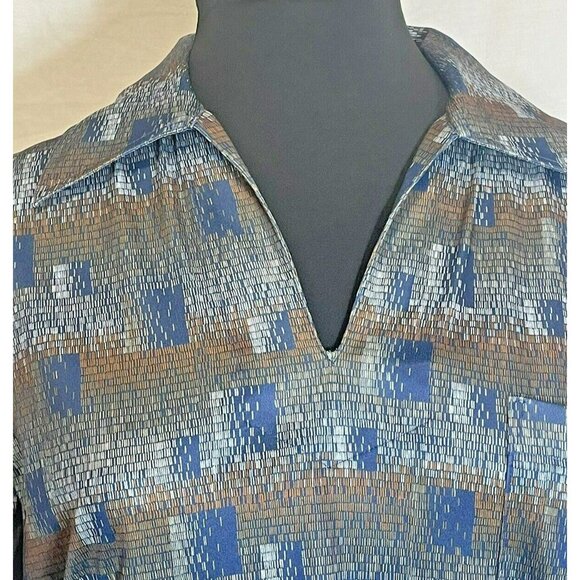 Vintage Jaccar of California Geometric Print Polo Shirt Large 70s Disco Vibe - Picture 2 of 10